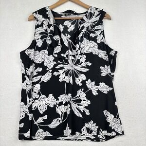 Banana Republic Blouse Womens L Floral Sleeveless V Neck Ruffle Feminine